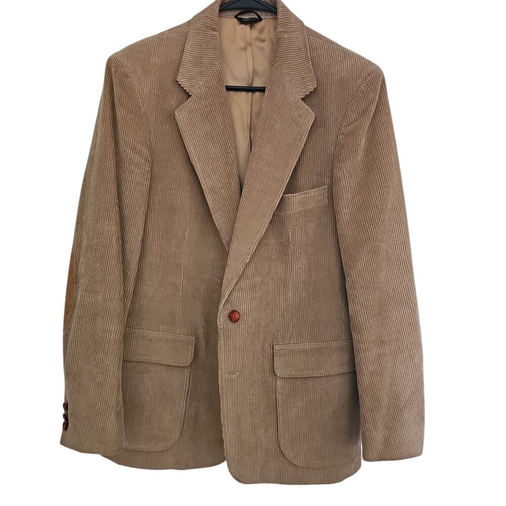 Woodmere Men's Brown Corduroy Sport Coat Blazer Suede Elbow Patches Vintage